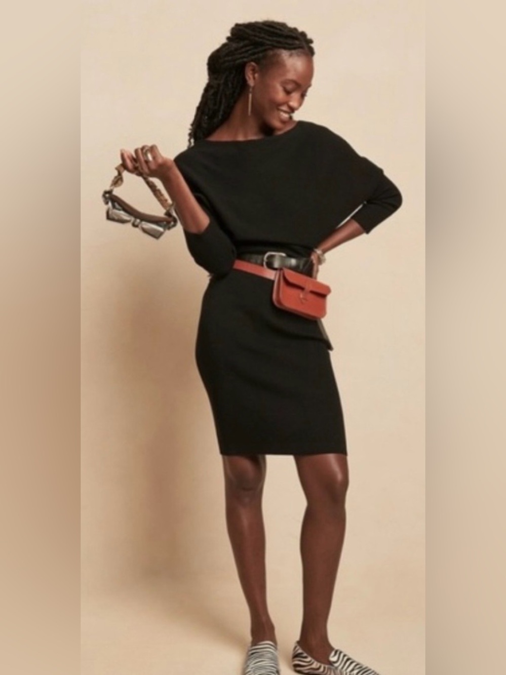 Banana Republic Lenzing Ecovero Splash Sweater Dress in Black